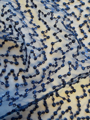 Dentelle brodée de sequins bleu marine - EB3029