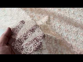Dentelle brodée rose coquillage - EB5010