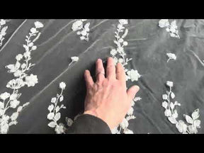 Tulle ivoire brodé de perles 3D - EB1094