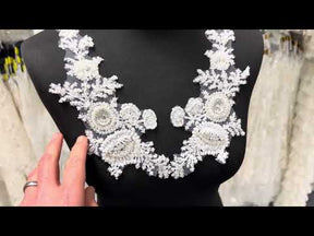 Appliqués en dentelle perlée blanche - T248