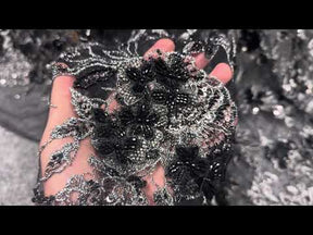 Dentelle brodée noire et argentée - Aretha