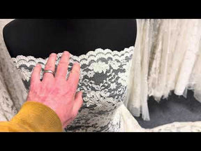 Dentelle de mariée cordée ivoire foncé - P379
