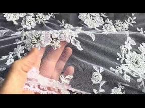 Dentelle blanche perlée - P483