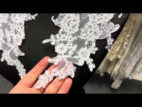 Appliques en dentelle blanche cordée - Eloise