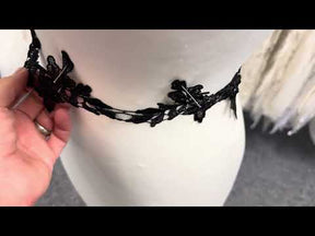 Garniture en dentelle guipure noire - T552