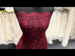 Dentelle Chantilly Rouge Métallisé - P184