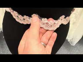 Ganse à paillettes cordée vieux rose - T713