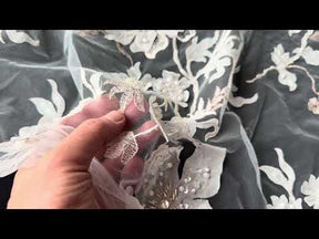 Dentelle brodée or rose - EB1015