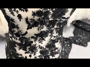 Tulle noir brodé de perles - EB1095