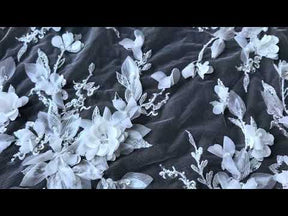 Dentelle florale 3D ivoire - Octobre