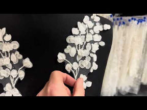 Appliques de dentelle brodée ivoire - MT6004