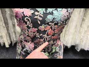 Tulle à sequins brodés ivoire/multicolore - EB3007