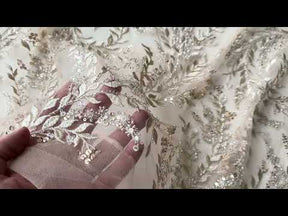 Tulle brodé orné de perles - EB1086