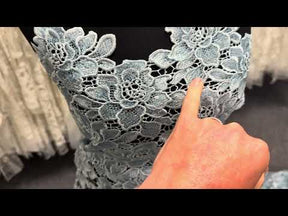 Dentelle Guipure à Paillettes Bleu Canard - LB4003