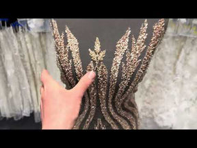 Tulle brodé or et perles - EB1104