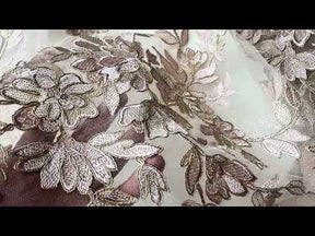 Dentelle Rose Poudré avec Cordonnet Doré - Kylar