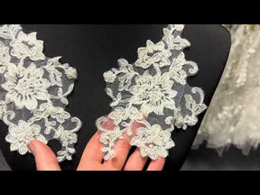 Appliques en dentelle ivoire perlée et cordée - Ziggourat