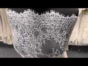 Dentelle Raschel perlée à la main ivoire - Annamarie