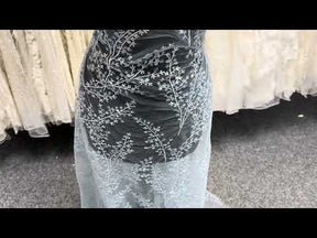 Dentelle à Paillettes Bleu Calcaire - EB3065