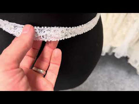 Garniture en dentelle perlée blanche - T80