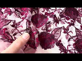 Dentelle à sequins brodée couleur vin – EB3059
