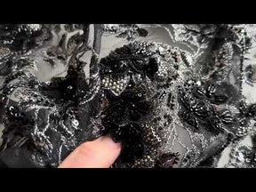 Dentelle brodée noire et argentée - Aretha