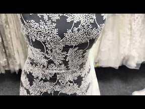 Dentelle brodée de fleurs ivoire - EB5037