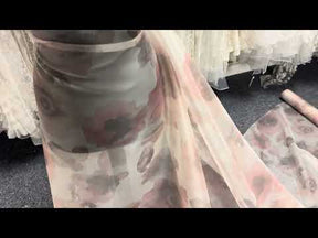 Organza de soie imprimé rose - PR2003