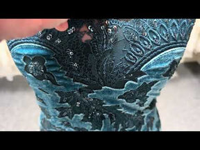Dentelle en velours 3D turquoise - EB3023