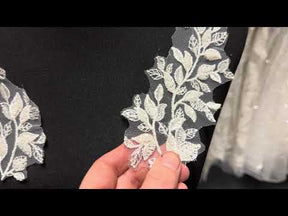 Appliques de dentelle brodée ivoire - T962