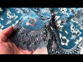 Dentelle en velours 3D turquoise - EB3023