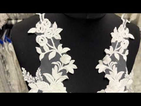 Appliques de dentelle brodée ivoire - MT8011