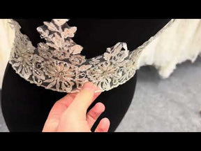 Bordure à perles et sequins ivoire/champagne - T133