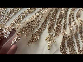 Tulle brodé or et perles - EB1104