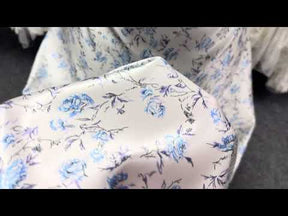 Satin imprimé bleu sur fond ivoire - PR1004
