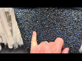 Tulle brodé de perles bleu marine - EB1011