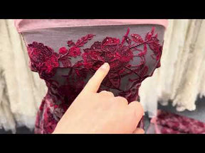 Dentelle à sequins brodée couleur vin – EB3059