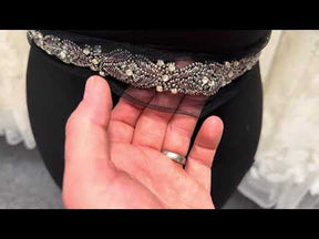Bordure perlée noire/cristal - T806