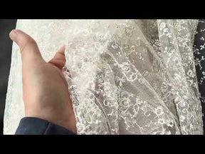 Dentelle brodée rose coquille - P615