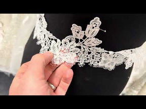 Passementerie dentelle guipure à sequins ivoire - T669
