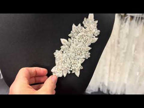 Bordure de perles de cristal très lourdes cristal/argent - T229