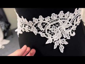 Bordure en dentelle ivoire guipure perlée - Martina
