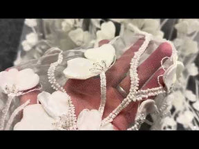 Tulle ivoire brodé de perles 3D - EB1082