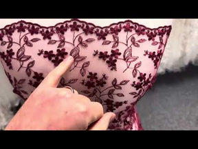 Wine Embroidered Lace - P625