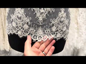 Galon de dentelle à cordonnet et perles ivoire - T680