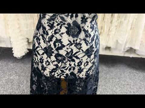 Dentelle italienne en soie et laine bleu marine - P269