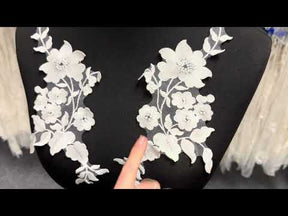 Appliques en dentelle brodée ivoire sans perles - Giggle