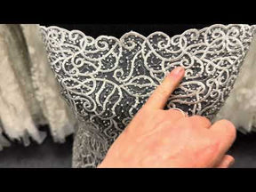 Tulle brodé de perles ivoire - EB1025