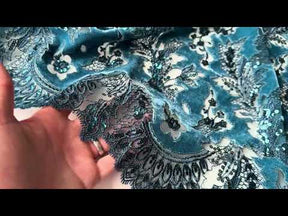 Dentelle en velours 3D turquoise - EB3023