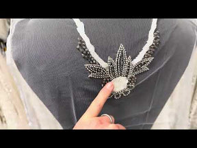 Ivory Beaded Lace Applique - T449